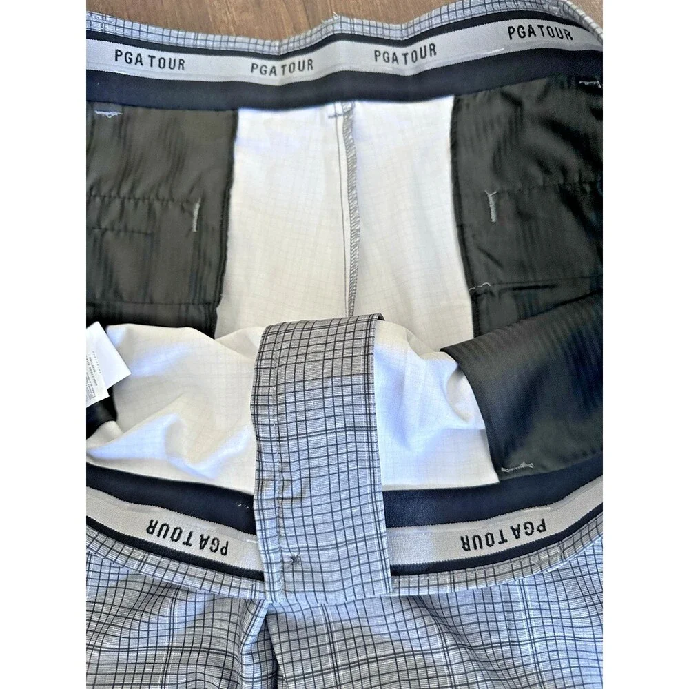 PGA TOUR Men's Check Print Performance Stretch 8